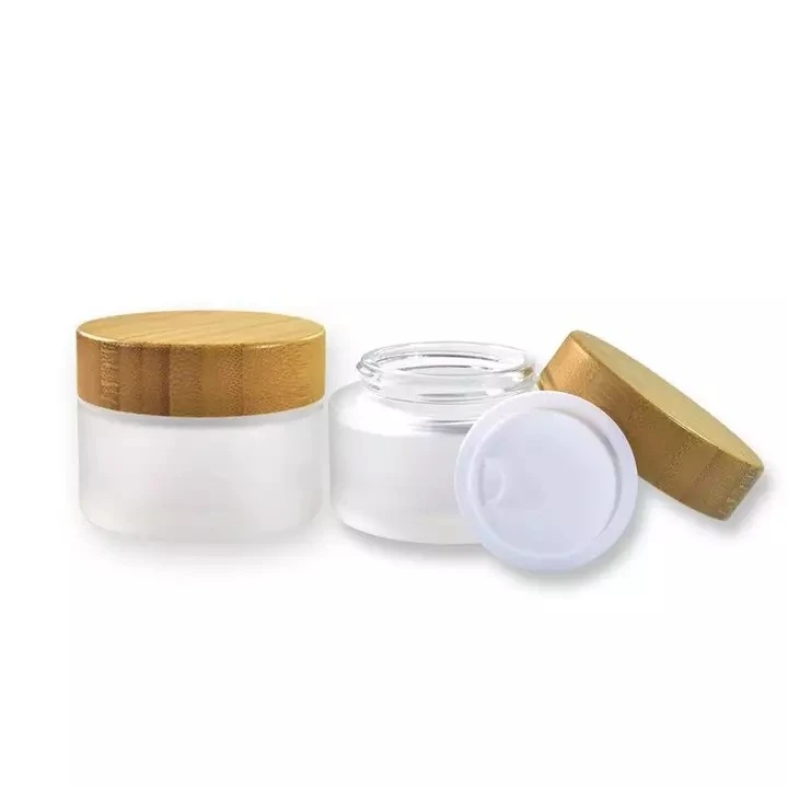 Cosmetic Glass Jar With Bamboo Lid