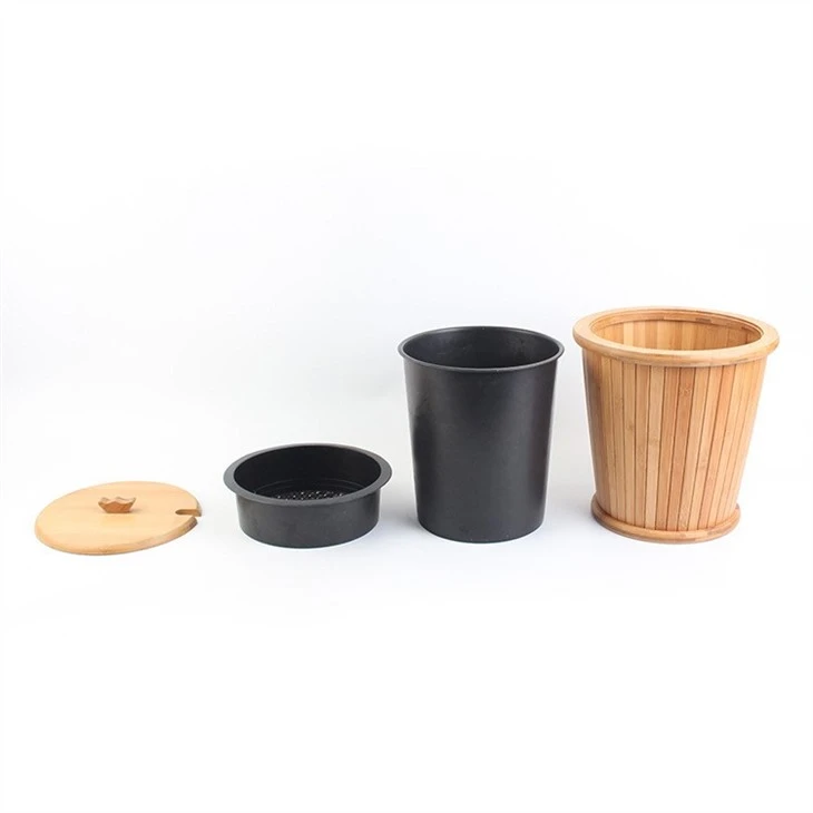 Large Big Bamboo Trash Can Waste Bin